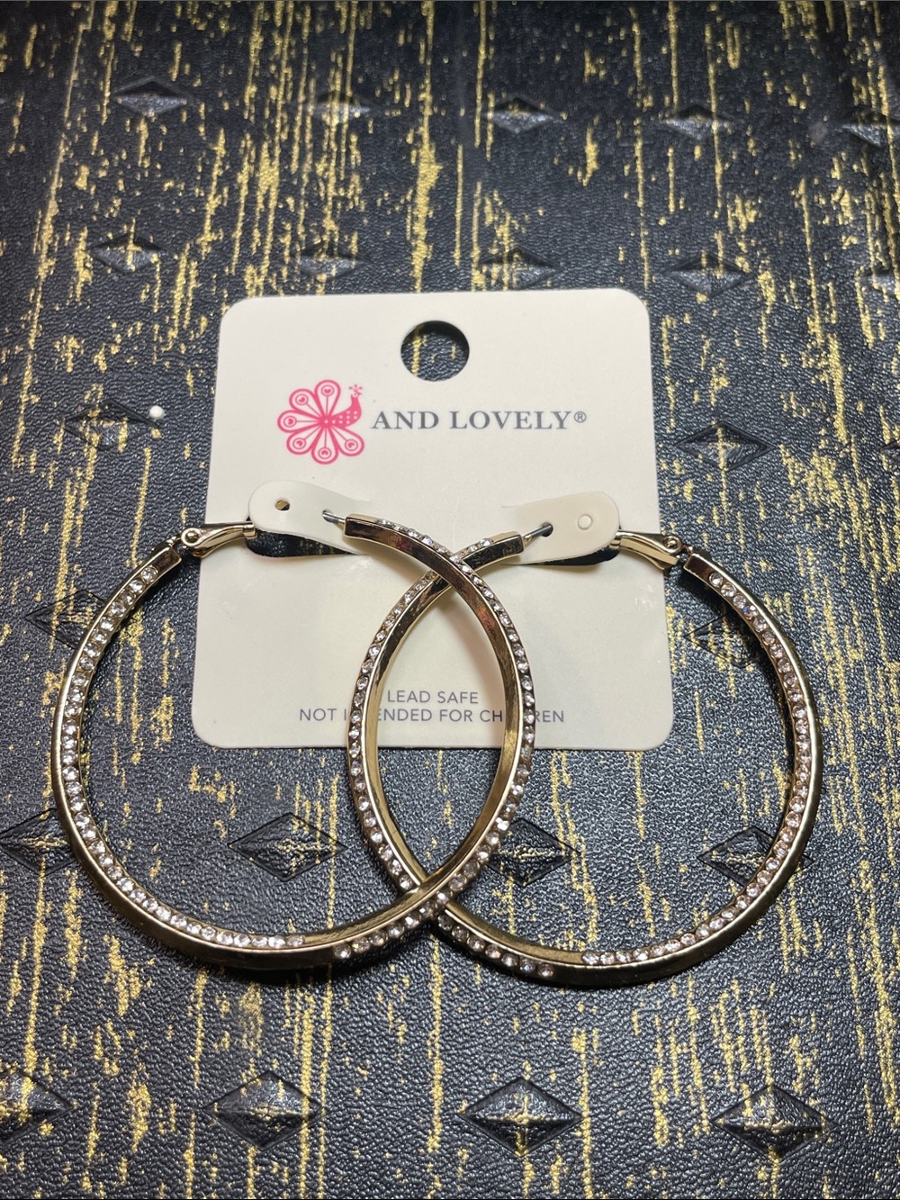 And Lovely Gold Crystal-Trim Hoop Earrings